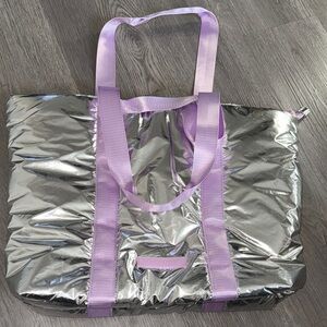 Drunk Elephant Silver and Purple Tote Bag